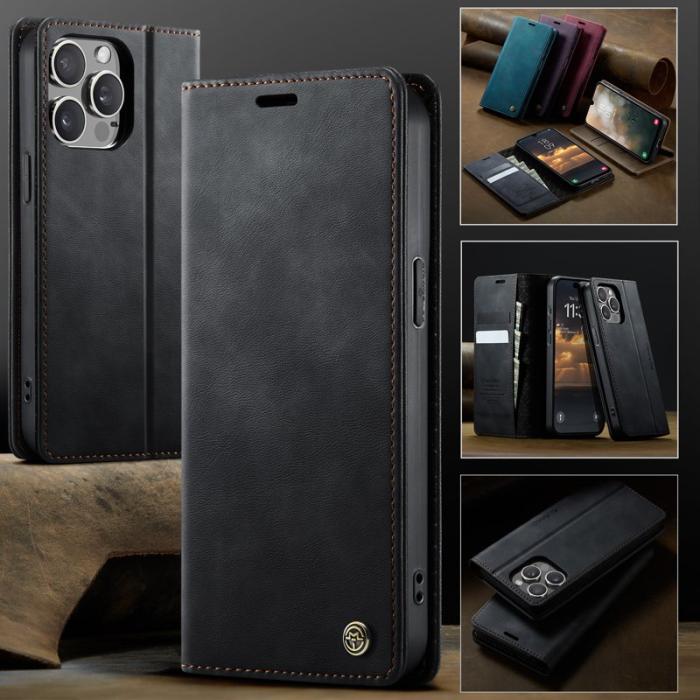 Caseme - CASEME 033 iPhone 15 Pro Skal RFID Blocker Läder Svart