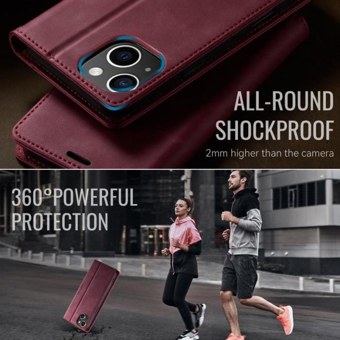 Caseme - CASEME 033 iPhone 15 Skal RFID Blocker Läder Röd