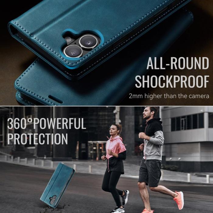 Caseme - CASEME 033 iPhone 16 Plus Skal RFID Blocker Läder Grön