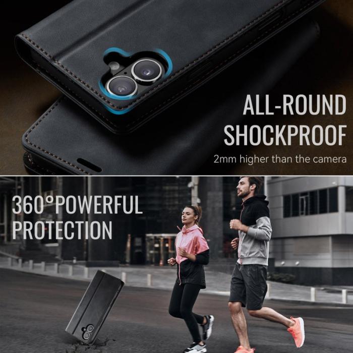 Caseme - CASEME 033 iPhone 16 Plus Skal RFID Blocker Läder Svart