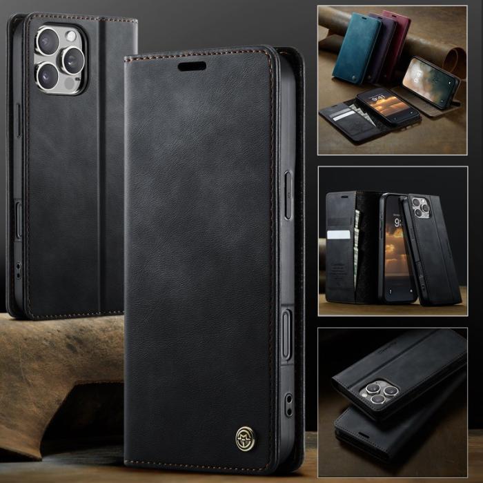 Caseme - CASEME 033 iPhone 16 Pro Fodral RFID Blocker Läder Svart