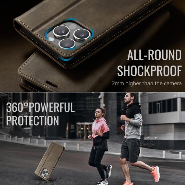 Caseme - CASEME 033 iPhone 16 Pro Max Skal RFID Blocker Läder Kaffe