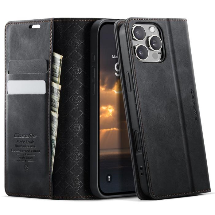 Caseme - CASEME 033 iPhone 16 Pro Max Skal RFID Blocker Läder Svart