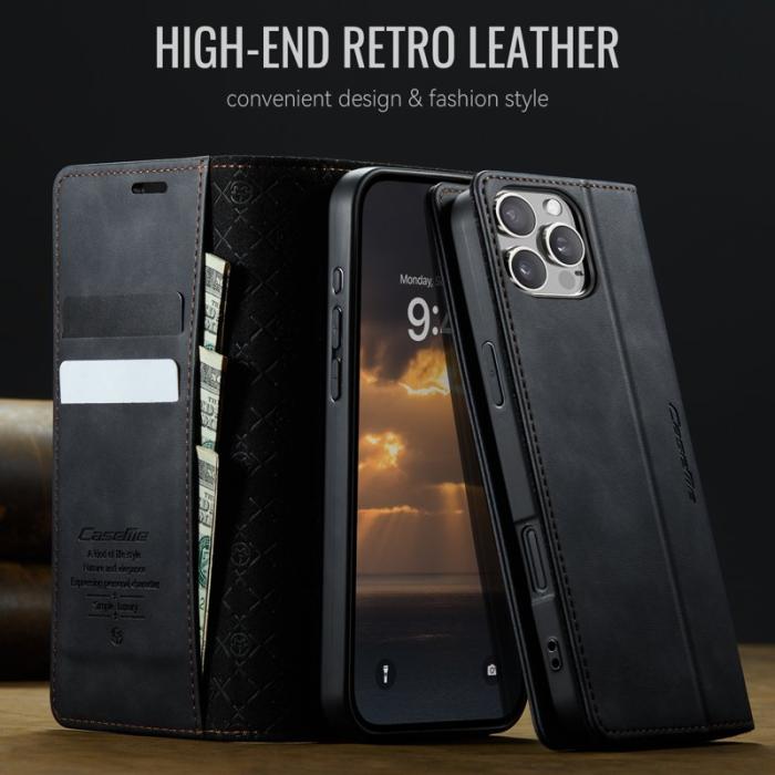 Caseme - CASEME 033 iPhone 16 Pro Max Skal RFID Blocker Läder Svart