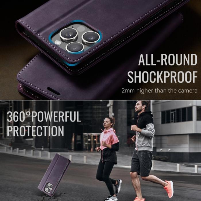 Caseme - CASEME 033 iPhone 16 Pro Skal RFID Blocker Läder - Lila