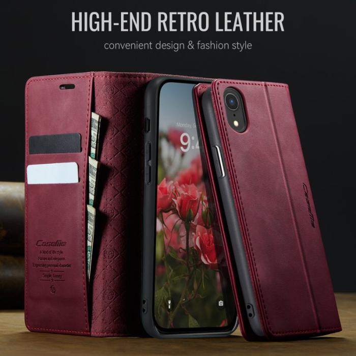 Caseme - CASEME 033 iPhone XR Fodral RFID Blocker Läder Röd