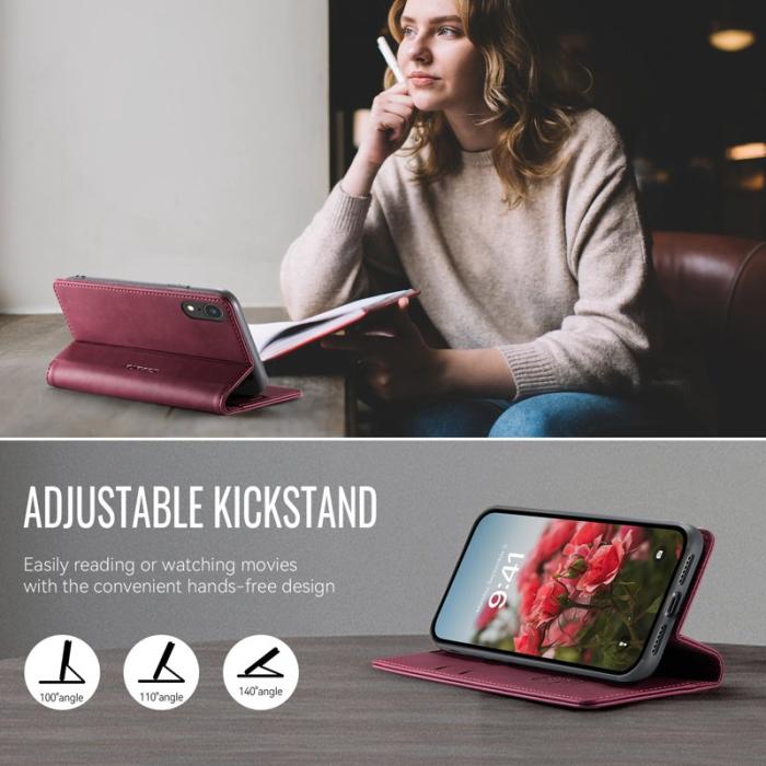 Caseme - CASEME 033 iPhone XR Fodral RFID Blocker Läder Röd