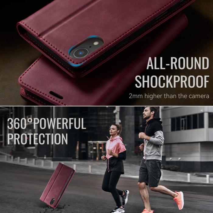 Caseme - CASEME 033 iPhone XR Fodral RFID Blocker Läder Röd