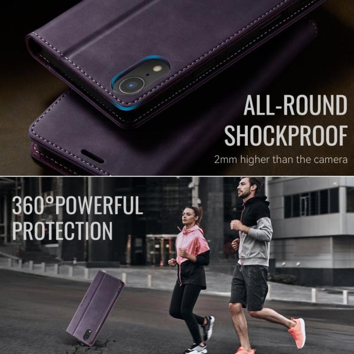 Caseme - CASEME 033 iPhone XR Skal RFID Blocker Läder Lila