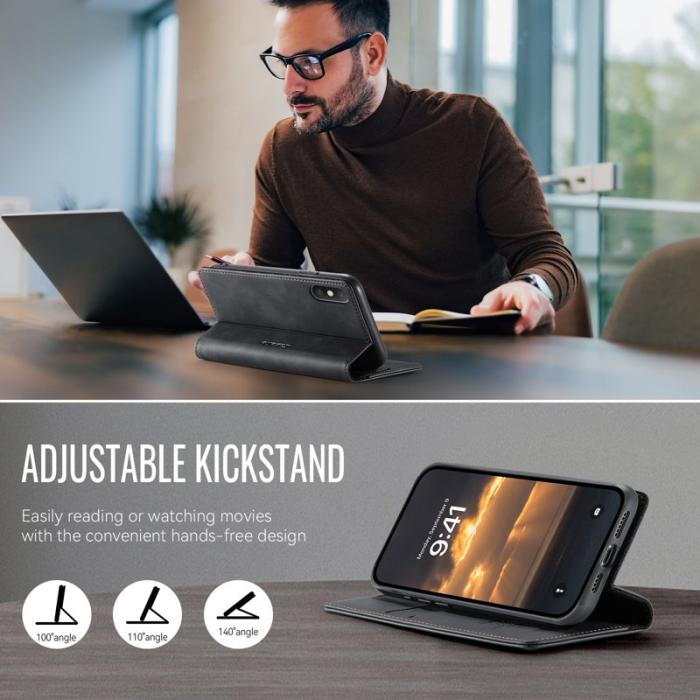 Caseme - CASEME 033 iPhone XS Max Fodral RFID Blocker Läder Svart