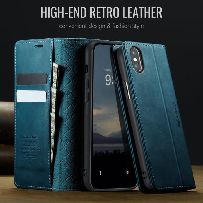 Caseme - CASEME 033 iPhone XS Max Skal RFID Blocker Läder Grön