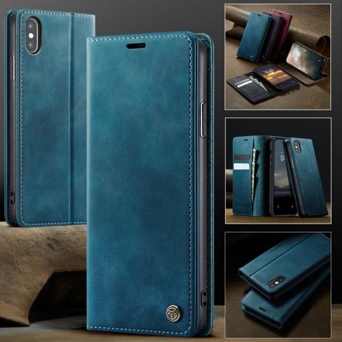 Caseme - CASEME 033 iPhone XS Max Skal RFID Blocker Läder Grön