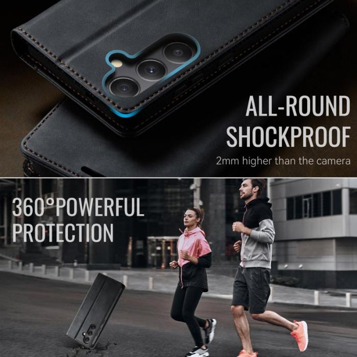 Caseme - CASEME 033 Samsung Galaxy A34 5G Skal RFID Blocker Läder Svart