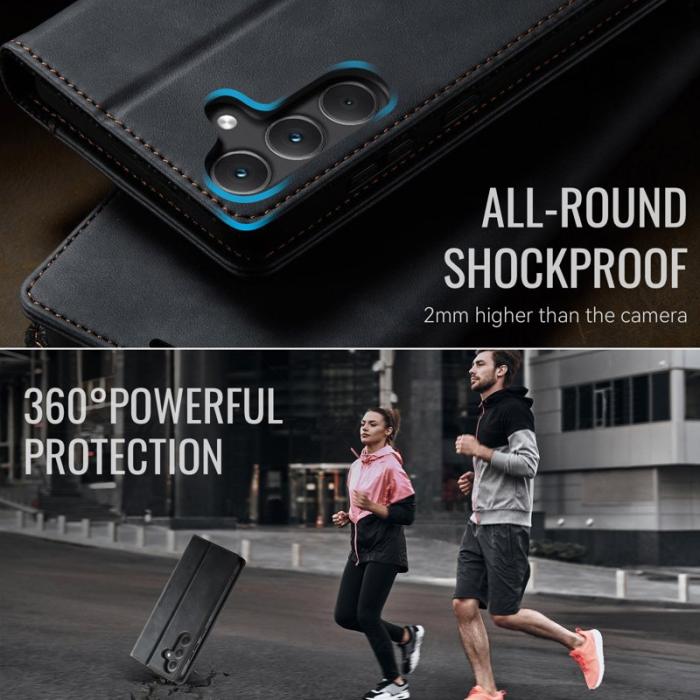 Caseme - CASEME 033 Samsung Galaxy A35 5G Skal RFID Blocker Läder Svart