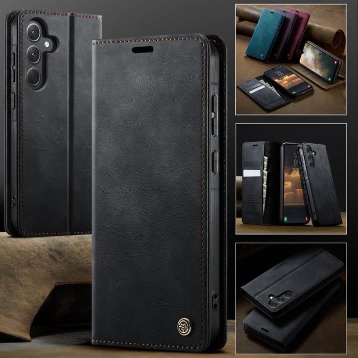 Caseme - CASEME 033 Samsung Galaxy A35 5G Skal RFID Blocker Läder Svart