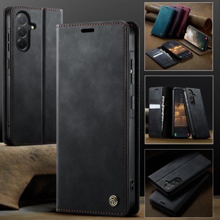 Caseme - CASEME 033 Samsung Galaxy A56 5G Skal RFID Blocker Läder Svart