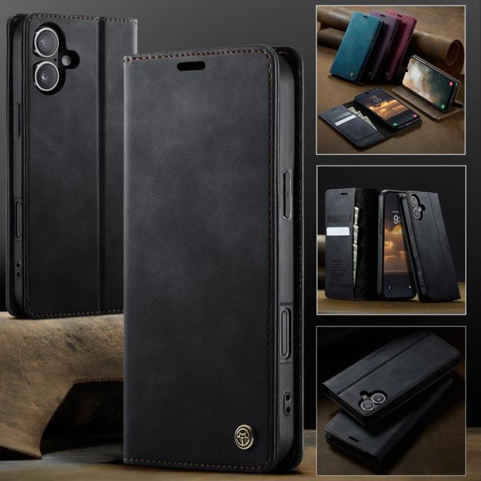 Caseme - CASEME 033 Series iPhone 16 Fodral RFID Skydd Läder - Svart