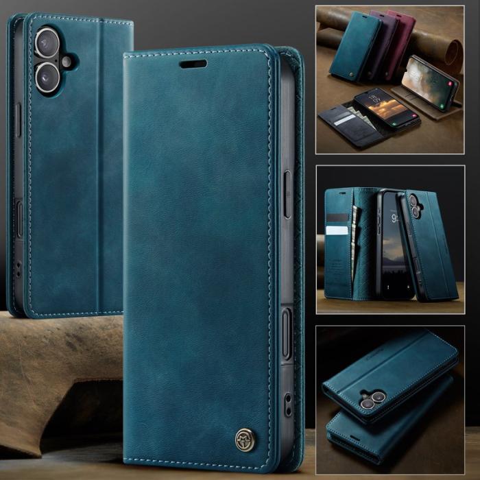 Caseme - CASEME 033 Series iPhone 16 Skal RFID Blocker Läder - Blå