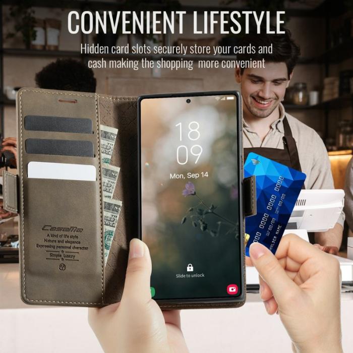 Caseme - CASEME 033 Series Samsung Galaxy S23 Ultra Skal RFID Kaffe