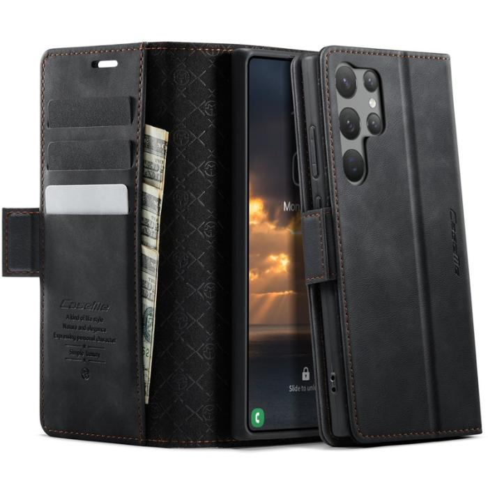 Caseme - CASEME 033 Series Samsung Galaxy S23 Ultra Skal RFID Läder Svart