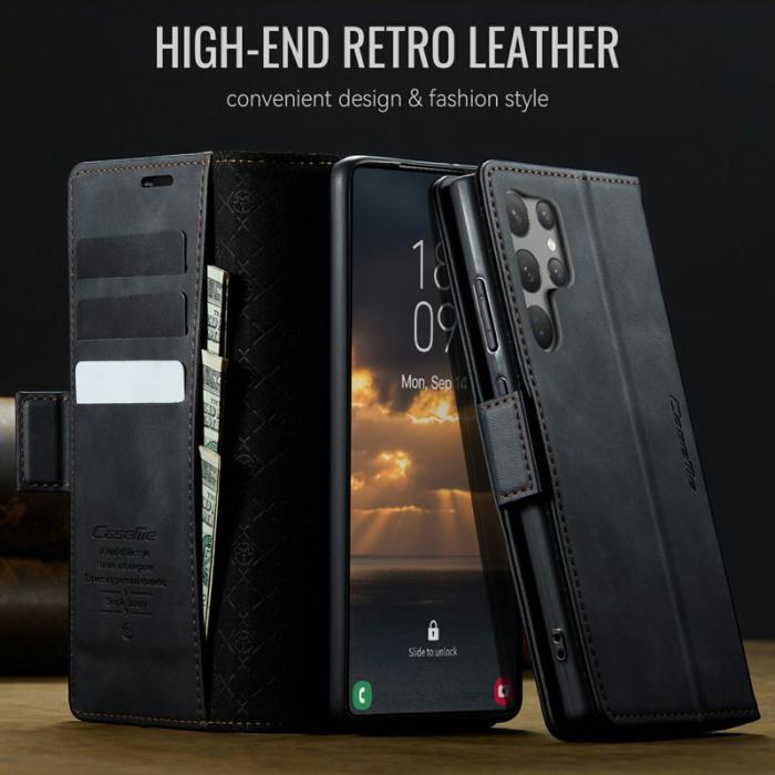 Caseme - CASEME 033 Series Samsung Galaxy S23 Ultra Skal RFID Läder Svart