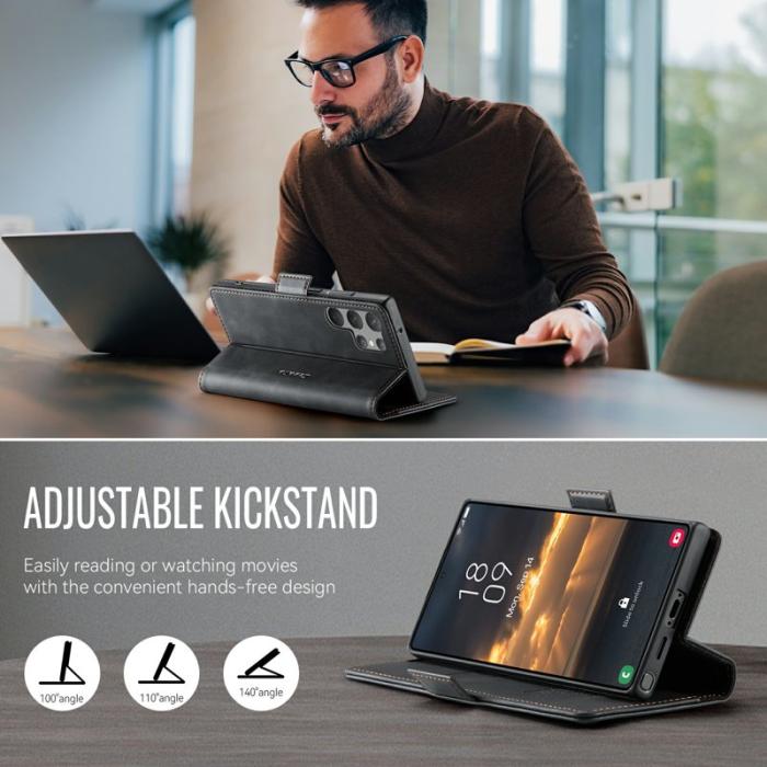 Caseme - CASEME 033 Series Samsung Galaxy S23 Ultra Skal RFID Läder Svart