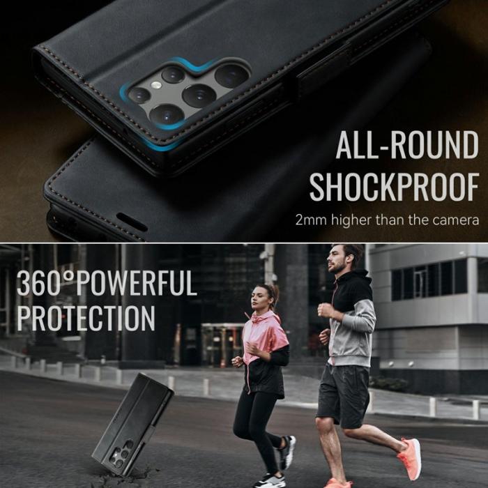 Caseme - CASEME 033 Series Samsung Galaxy S23 Ultra Skal RFID Läder Svart