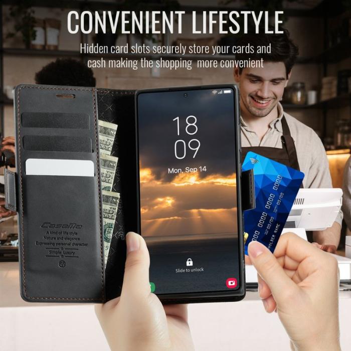 Caseme - CASEME 033 Series Samsung Galaxy S23 Ultra Skal RFID Läder Svart