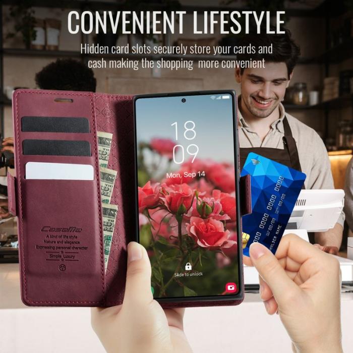 Caseme - CASEME 033 Series Samsung Galaxy S23 Ultra Skal RFID Röd