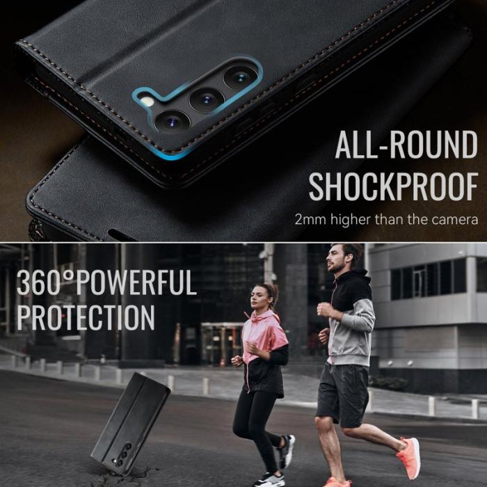 Caseme - CASEME 033 Skal för Samsung Galaxy S23+ RFID Skydd Läder Svart