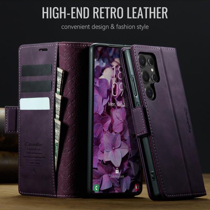 Caseme - CASEME 033 Skal till Samsung Galaxy S24 Ultra Lila Läder
