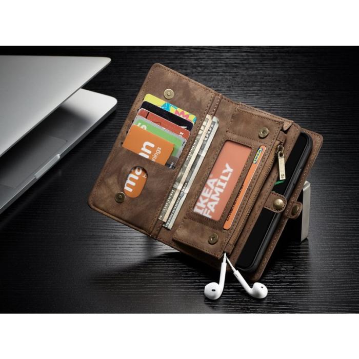 Caseme - CASEME 2-in-1 Plånboksfodral PU Läder för iPhone X - Brun