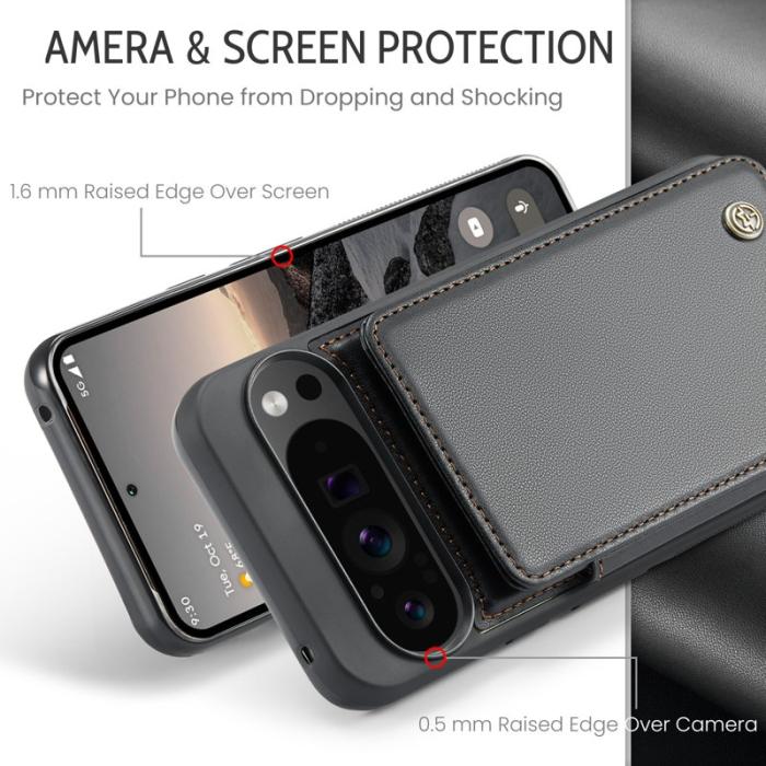 Caseme - CASEME C22 Fodral för Google Pixel 9 Pro XL - Läder Svart