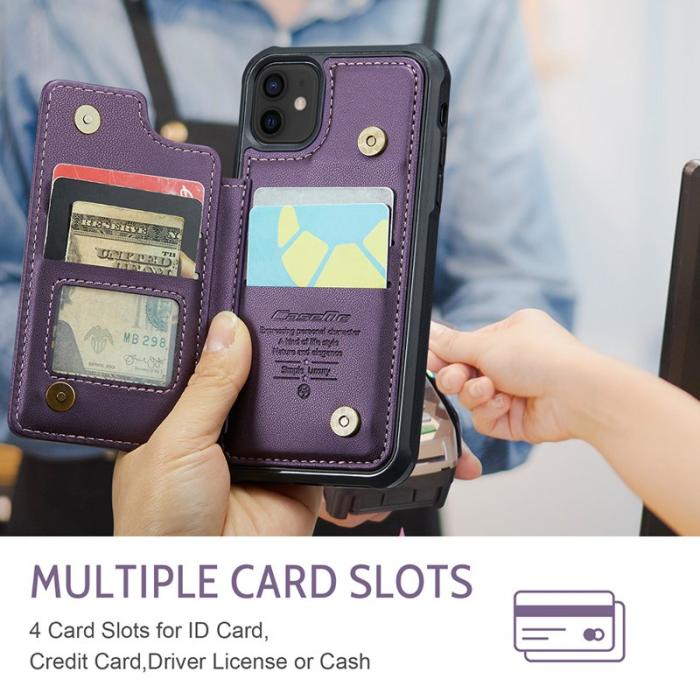 Caseme - CASEME C22 Fodral för iPhone 12/12 Pro Läder med RFID Lila