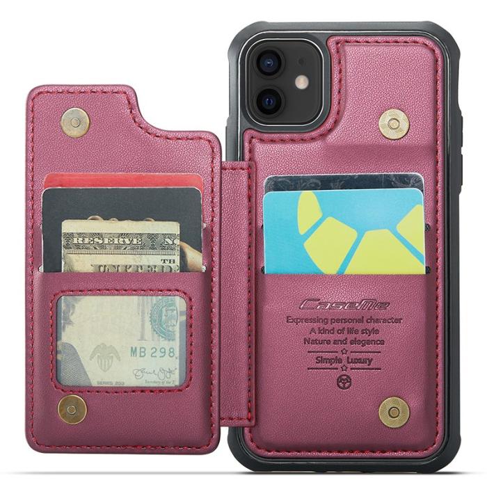 Caseme - CASEME C22 Fodral för iPhone 12/12 Pro Läder Röd med RFID