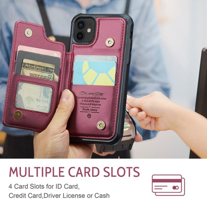 Caseme - CASEME C22 Fodral för iPhone 12/12 Pro Läder Röd med RFID