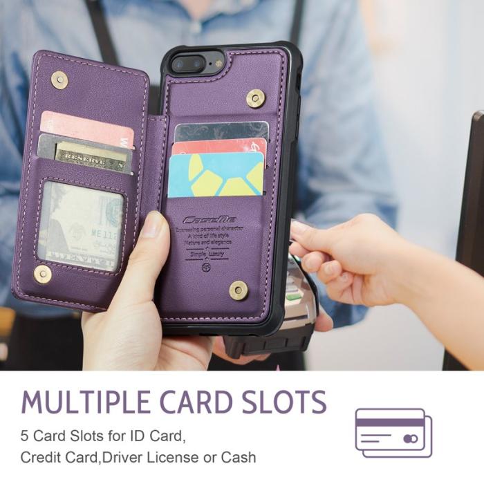 Caseme - CASEME C22 Fodral för iPhone 6/7/8 Plus Läder med RFID - Lila
