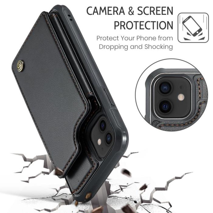 Caseme - CASEME C22 Fodral i läder för iPhone 12/12 Pro - Svart