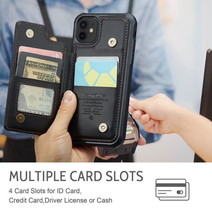 Caseme - CASEME C22 Fodral i läder för iPhone 12/12 Pro - Svart