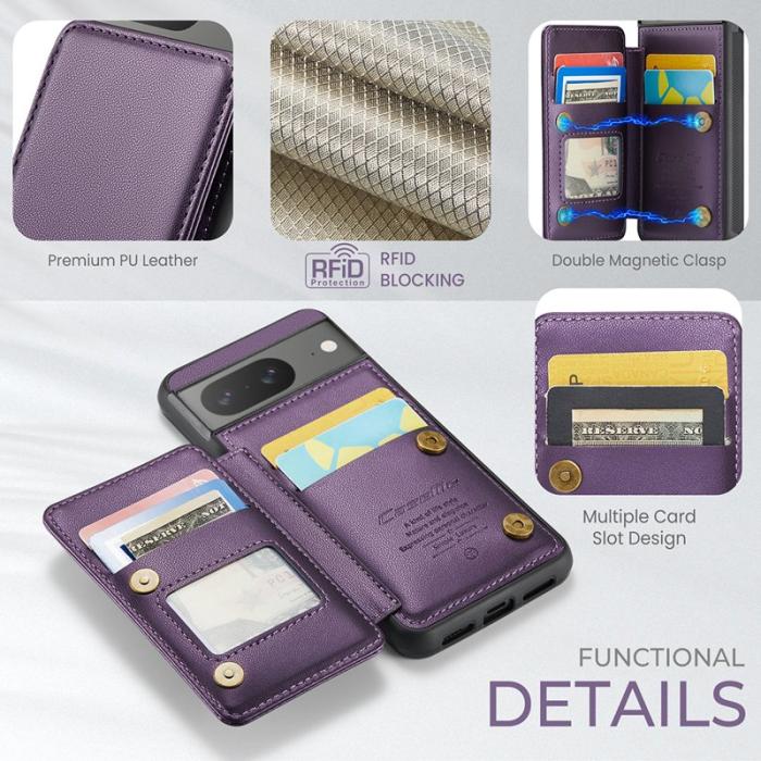 Caseme - CASEME C22 Fodral till Google Pixel 8 KonstLäder RFID-Skydd- Lila