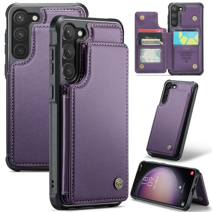 Caseme - CASEME C22 Fodral till Samsung Galaxy S23 KonstLäder RFID-Skydd- Lila