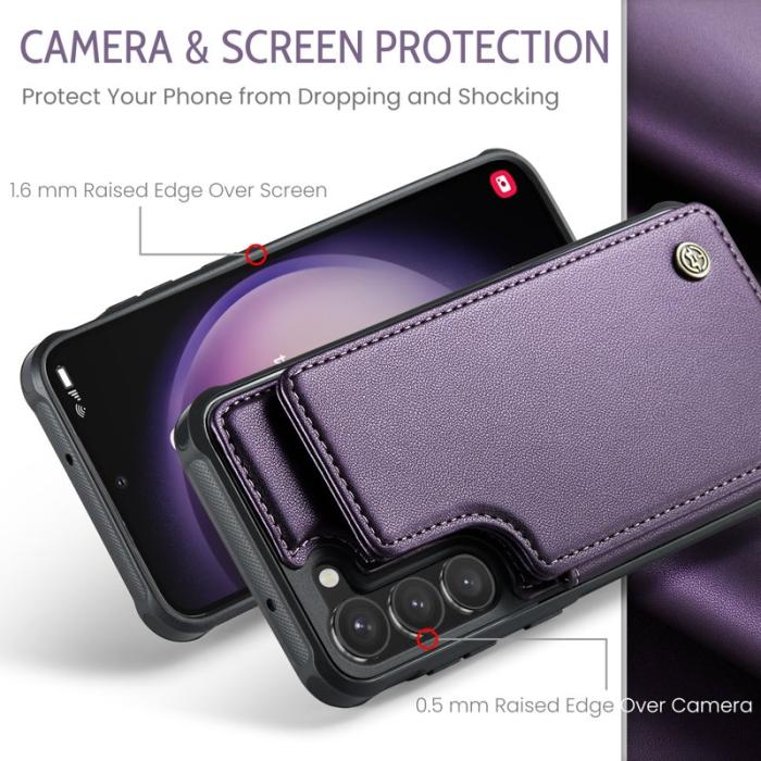 Caseme - CASEME C22 Fodral till Samsung Galaxy S23 KonstLäder RFID-Skydd- Lila
