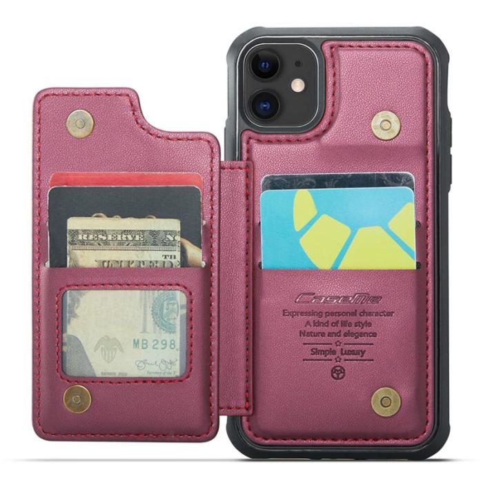 Caseme - CASEME C22 iPhone 11 Fodral Läder med RFID - Vinröd