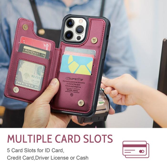 Caseme - CASEME C22 iPhone 12 Pro Max Fodral Läder med RFID Röd