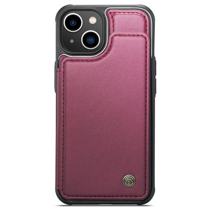 Caseme - CASEME C22 iPhone 13 Fodral Läder med RFID, Vinröd