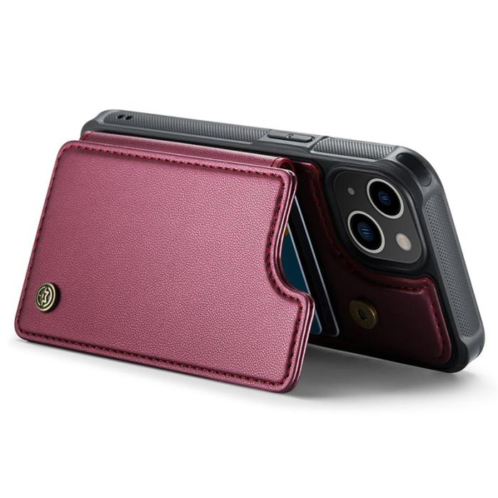 Caseme - CASEME C22 iPhone 13 Fodral Läder med RFID, Vinröd