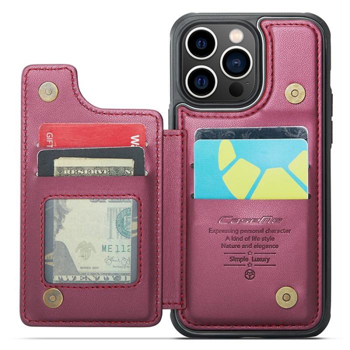 Caseme - CASEME C22 iPhone 13 Pro Fodral Läder med RFID - Röd