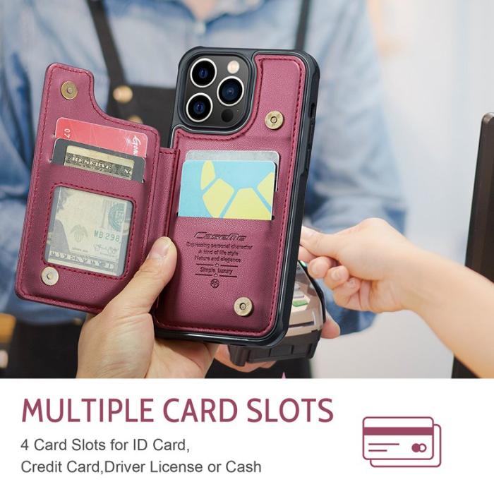 Caseme - CASEME C22 iPhone 13 Pro Fodral Läder med RFID - Röd