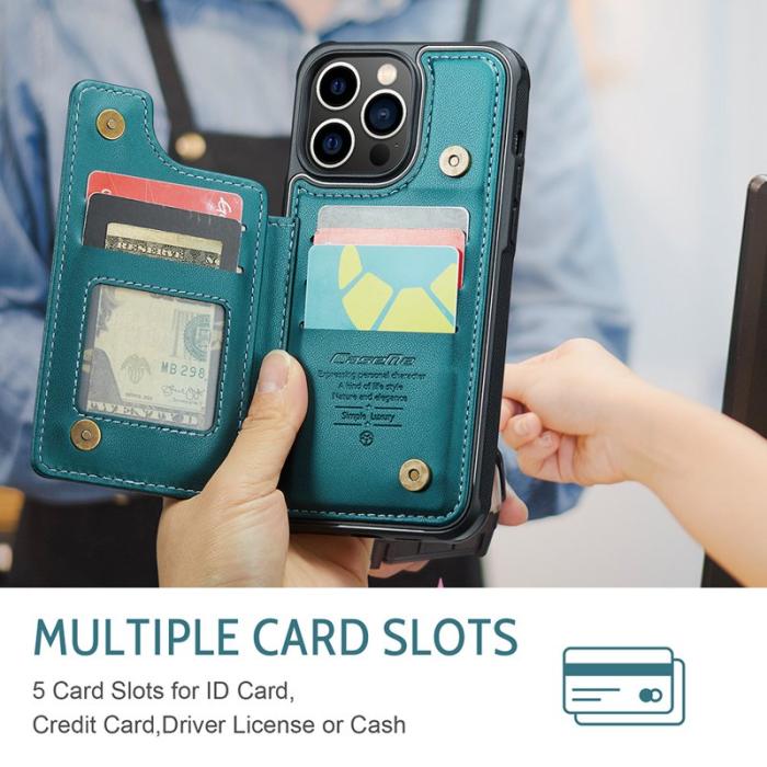 Caseme - CASEME C22 iPhone 13 Pro Max Fodral Läder med RFID Grön