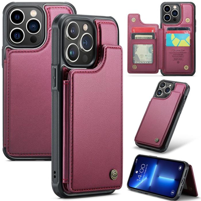 Caseme - CASEME C22 iPhone 13 Pro Max Fodral Läder med RFID - Röd